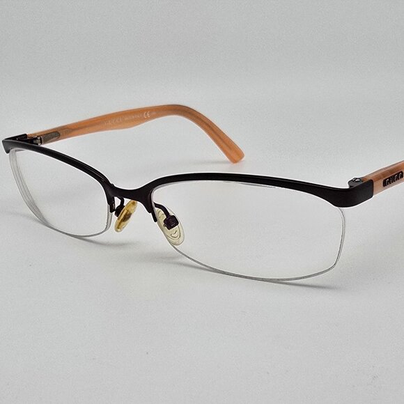 Gucci GG2901 Burgundy Cream Stripe Semi Rimless Eyeglasses Frame w/ Case Italy - Picture 3 of 15